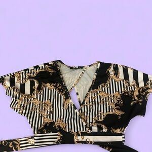 Banjul Elegant Black and Gold Patterned Top